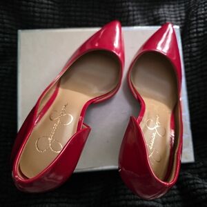 Jessica Simpson Red Patent Pointed D'Orsay Flats